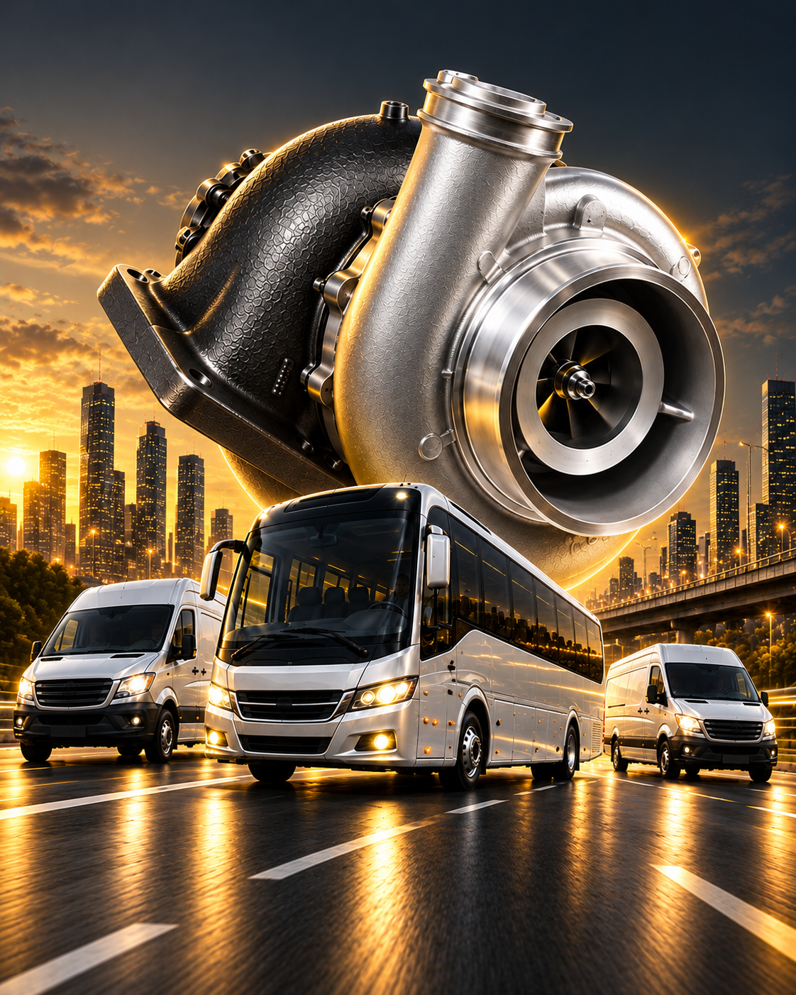Turbos e conjuntos centrais para ônibus, micro-ônibus e vans